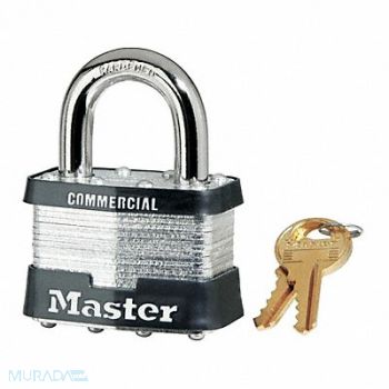 MASTER LOCK Keyed Padlock 15/16 in Rectangle Silver, 494K64