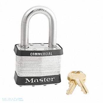 MASTER LOCK Keyed Padlock 15/16 in Rectangle Silver, 494K65