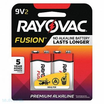 RAYOVAC Standard Battery 9V Alkaline PK2, 496L87
