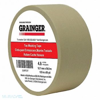 GRAINGER APPROVED Masking Tape 1/2 W 60 yd L Tan, 497C17
