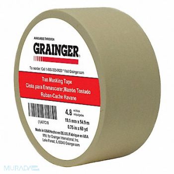GRAINGER APPROVED Masking Tape 3/4 W 60 yd L Tan, 497C18