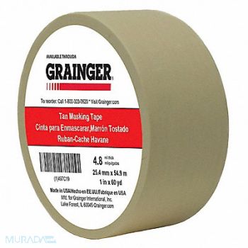 GRAINGER APPROVED Masking Tape 1 W 60 yd L Tan, 497C19