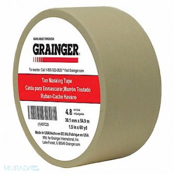 GRAINGER APPROVED Masking Tape 1 1/2 W 60 yd L Tan, 497C20