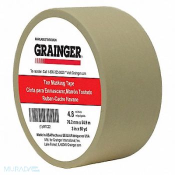 GRAINGER APPROVED Masking Tape 3 W 60 yd L Tan, 497C22