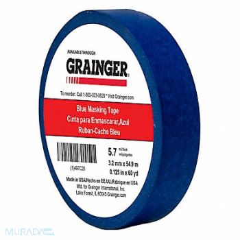 GRAINGER APPROVED Masking Tape 1/8 W 60 yd L Blue, 497C28