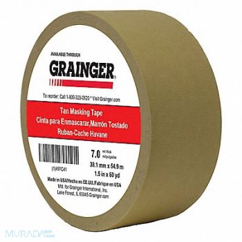 GRAINGER APPROVED Masking Tape 1 1/2 W 60 yd L Tan, 497C41