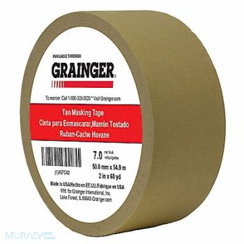 GRAINGER APPROVED Masking Tape 2 W 60 yd L Tan, 497C42
