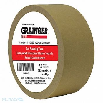 GRAINGER APPROVED Masking Tape 3 W 60 yd L Tan, 497C43