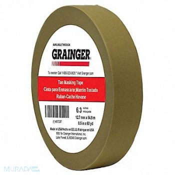 GRAINGER APPROVED Masking Tape 1/2 W 60 yd L Tan, 497C87