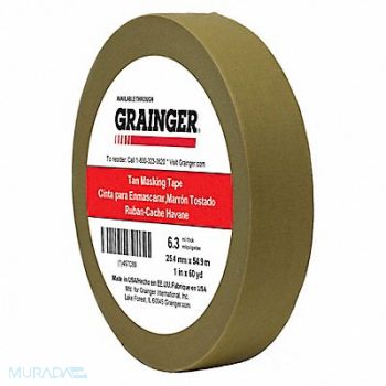 GRAINGER APPROVED Masking Tape 1 W 60 yd L Tan, 497C89