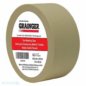 GRAINGER APPROVED Masking Tape 3 W 60 yd L Tan, 497C92