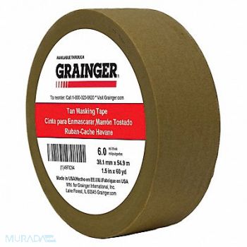 GRAINGER APPROVED Masking Tape 1 1/2 W 60 yd L Tan, 497C94