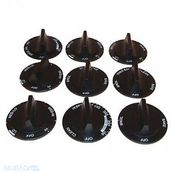 GRAINGER APPROVED Electric Range Knob Set Whirpool PK9, 499C21