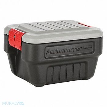 RUBBERMAID Attached Lid Ctr Black/Mica Solid HDPE, 499N13