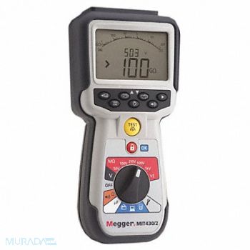 MEGGER Megohmmeter 50 to 1000V DC Backlit LCD, 49AG75