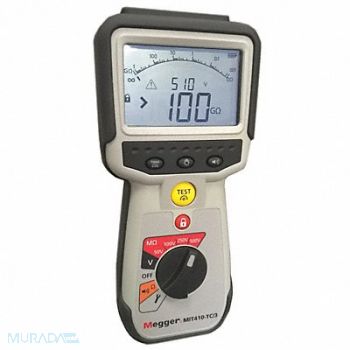 MEGGER Megohmmeter 50 to 500V DC Backlit LCD, 49AG76