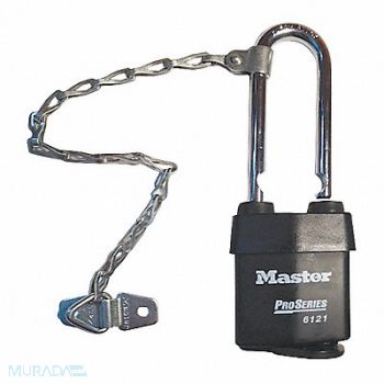 MASTER LOCK Keyed Padlock 7/8 in Rectangle Black, 49CD70