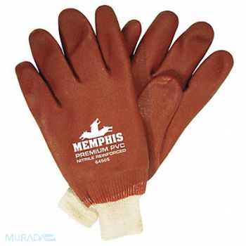 MCR SAFETY Gloves PVC L 10 in L Jersey Knit PR PK12, 49DA90
