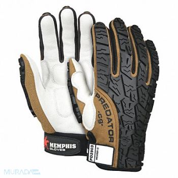 MCR SAFETY Gloves 2XL White/Black/Brown PR, 49DC61