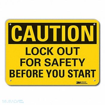 LYLE Rflct Lockout Tagout Caution Sign 7x10in, 49DX23