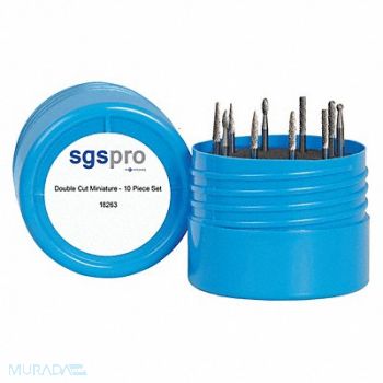 SGS PRO Carbide Bur Set Double Cut 10pcs. 1/8in, 49EJ78