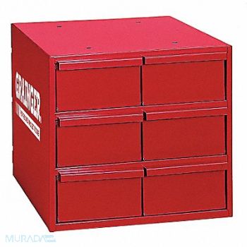 DURHAM MFG Bin Cab 6RedDrwr Gray 11 H RedDrwr, 49H237