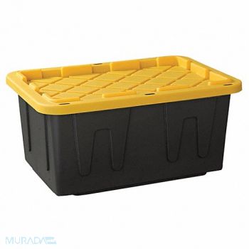 DURABILT Storage Tote Black/Yellow Polypropylene, 49H271