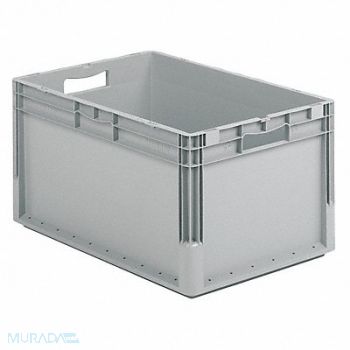 SSI SCHAEFER Straight Wall Container Gray Solid HDPE, 49H889