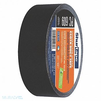 SHURTAPE Duct Tape Black 1 7/8 in x 60 yd 9 mil, 49JR07