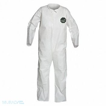 DUPONT Collared Coverall Open White L PK25, 49JU07