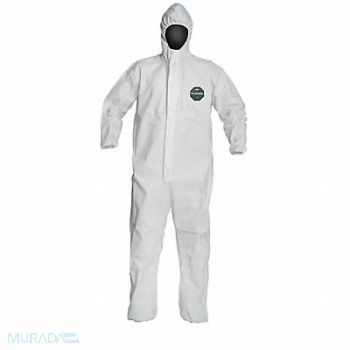 DUPONT Hooded Coveralls White 2XL Elastic PK25, 49JU36