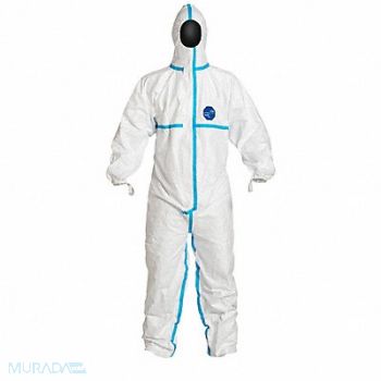 DUPONT Hooded Coverall Elastic White 6XL PK25, 49JU58