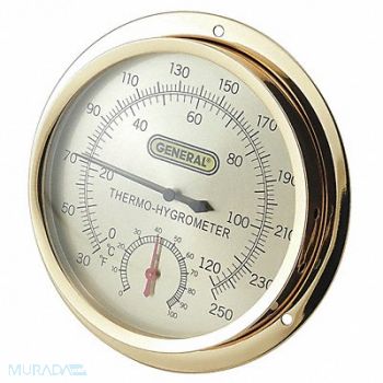GRAINGER APPROVED Analog Thermometer 30 to 250 Degree F, 49T438