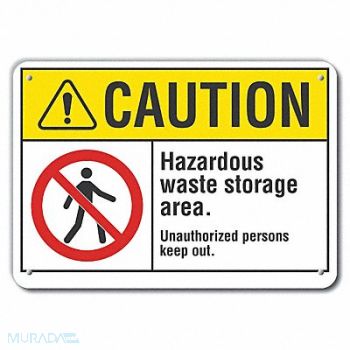 LYLE Rflctv Hazardous Waste Caut Sign 10x14in, 49VC34