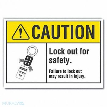 LYLE Lockout Tagout Caution Rflctv Labl 5x7in, 49VD81