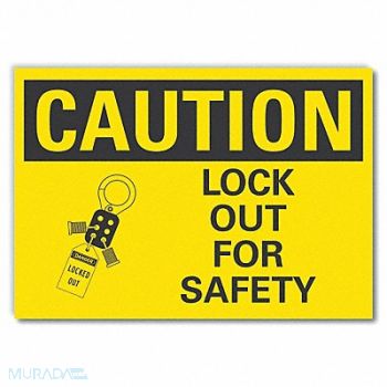 LYLE Lockout Tagout Caution Rflctv Lbl 7x10in, 49VG51