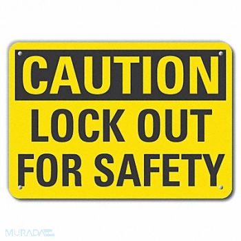 LYLE Rflct Lockout Tagout Caution Sign 7x10in, 49VP35