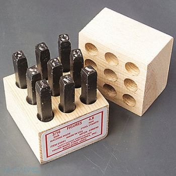 YOUNG BROS. STAMP WORKS Steel Stamps Set 3-3/8 Shank L Steel, 49VX15