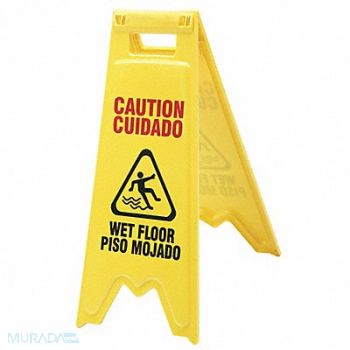 ABILITY ONE Floor Safety Sign Yellow 24 5/8 in H, 49XK97