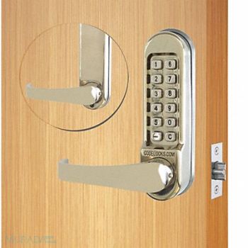 CODELOCKS Mechanical Lockset Stainless Steel Lever, 49XN89