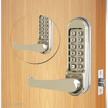 CODELOCKS Mechanical Lockset Stainless Steel Lever, 49XN91