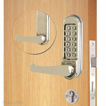 CODELOCKS Mechanical Lockset Stainless Steel Lever, 49XN93