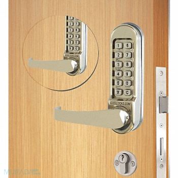CODELOCKS Mechanical Lockset Stainless Steel Lever, 49XN95