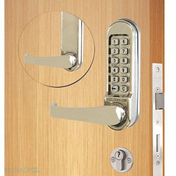CODELOCKS Mechanical Lockset Stainless Steel Lever, 49XN97