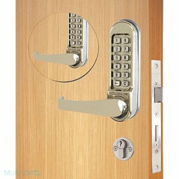 CODELOCKS Mechanical Lockset Stainless Steel Lever, 49XN99
