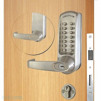 CODELOCKS Mechanical Lockset Brushed Steel Lever, 49XP24