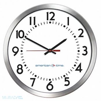 AMERICAN TIME Wall Clock Analog 16-1/4 Dia Silver, 49XY57