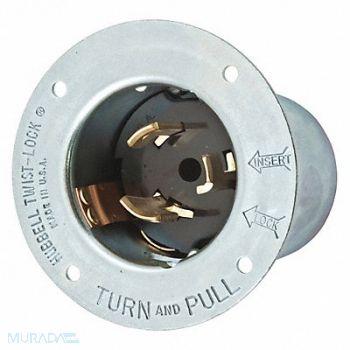 HUBBELL Flanged Locking Inlet Slvr Steel 480VAC, 49YK43