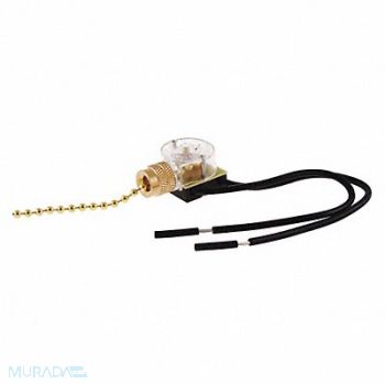 HUBBELL WIRING DEVICE-KELLEMS Pull Chain Switch 1/4 DiaMounting Hole, 49YK47