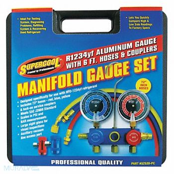 SUPERCOOL Mechanical Manifold Gauge Set 12 in, 49YZ86